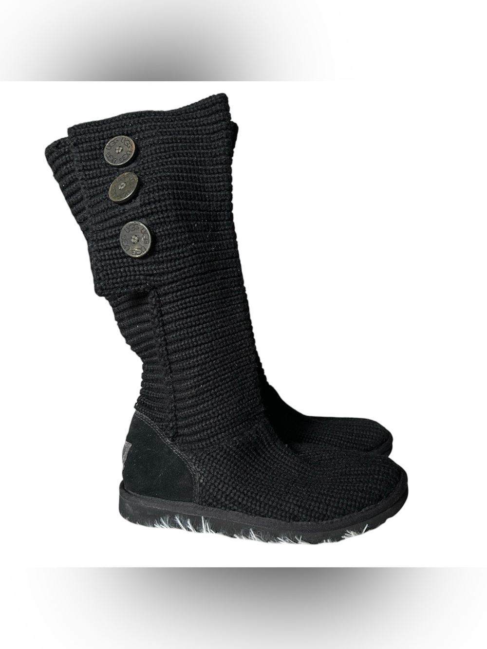 Y2K Coquette โUGG Australiaโ Basic Black Knitted Knee High Boots